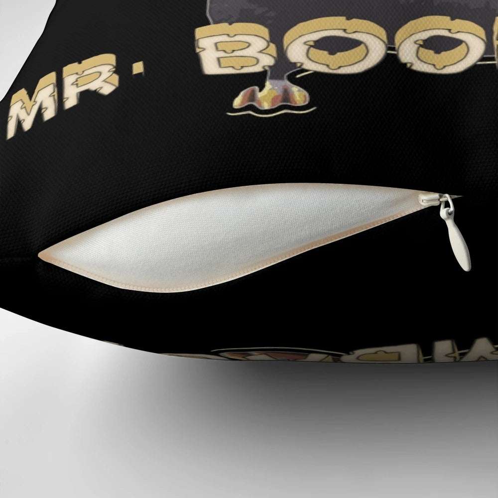 Biggie Cheese "She Call Me Mr Boombastic" decorative pillow featuring the iconic rap lyrics