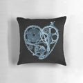 Soft, plush pillow featuring a bike lover's x-ray heart design