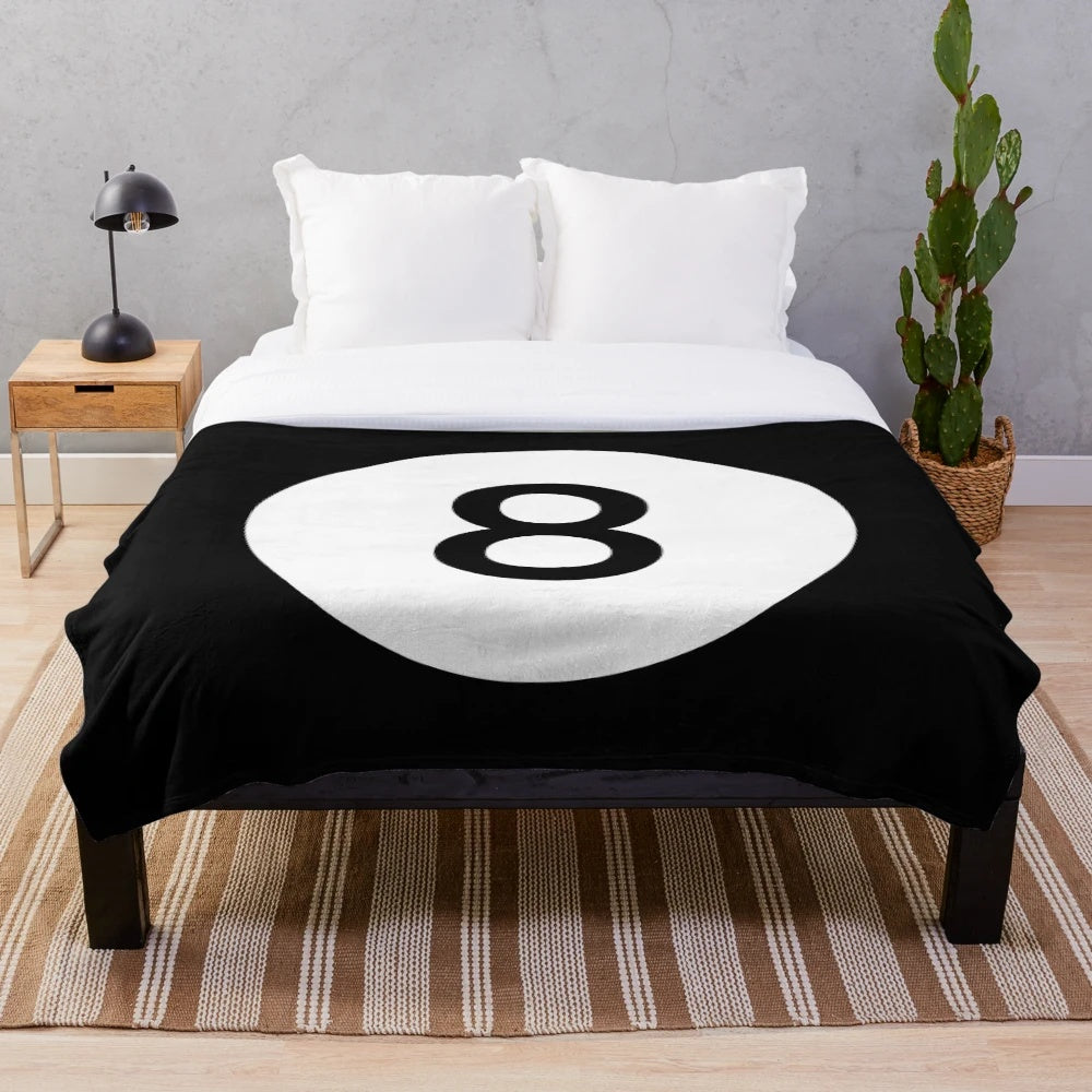 Billiard 8 ball plush blanket for pool enthusiasts