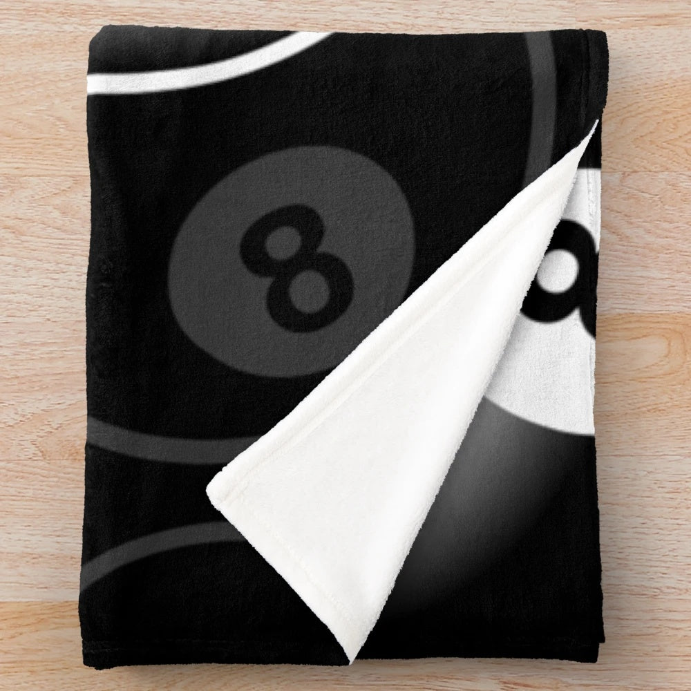 Billiards Black 8 Ball Plush Blanket for Pool Game Enthusiasts