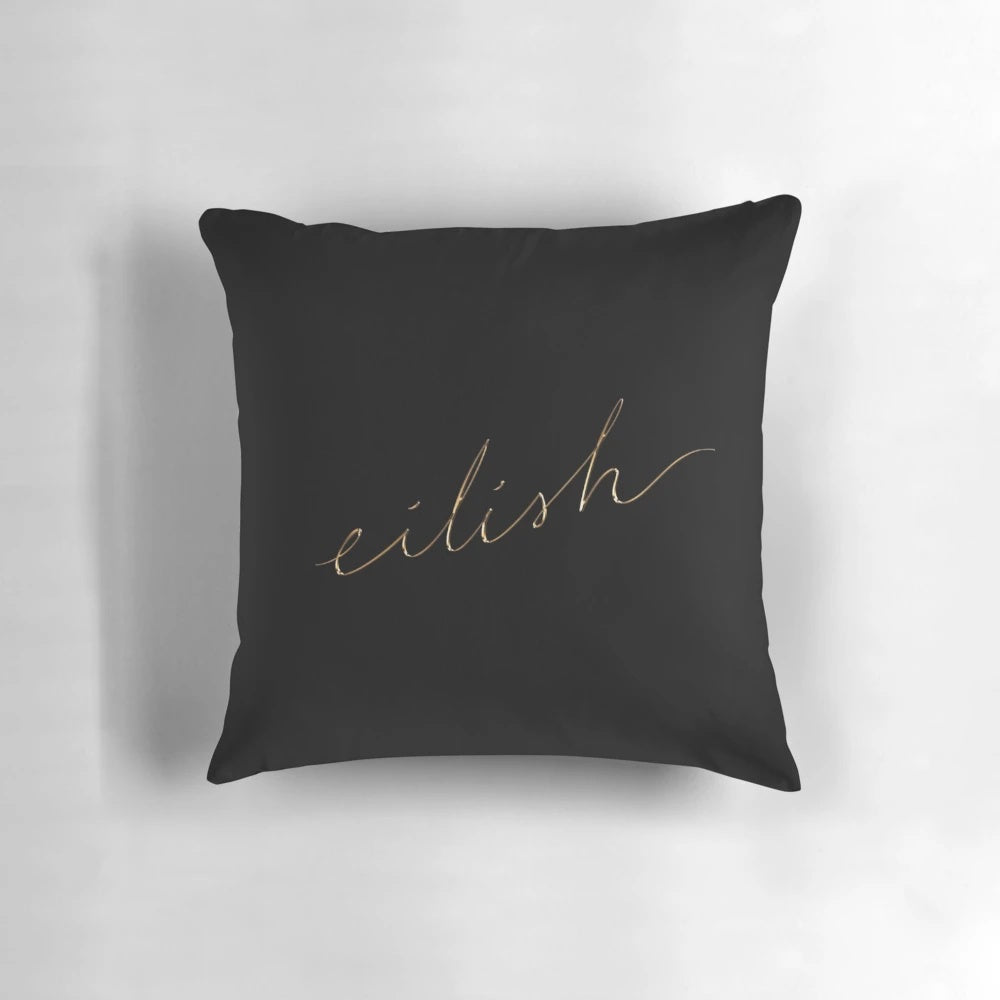 Billie Eilish Fragrances Gold Cursive Pillow