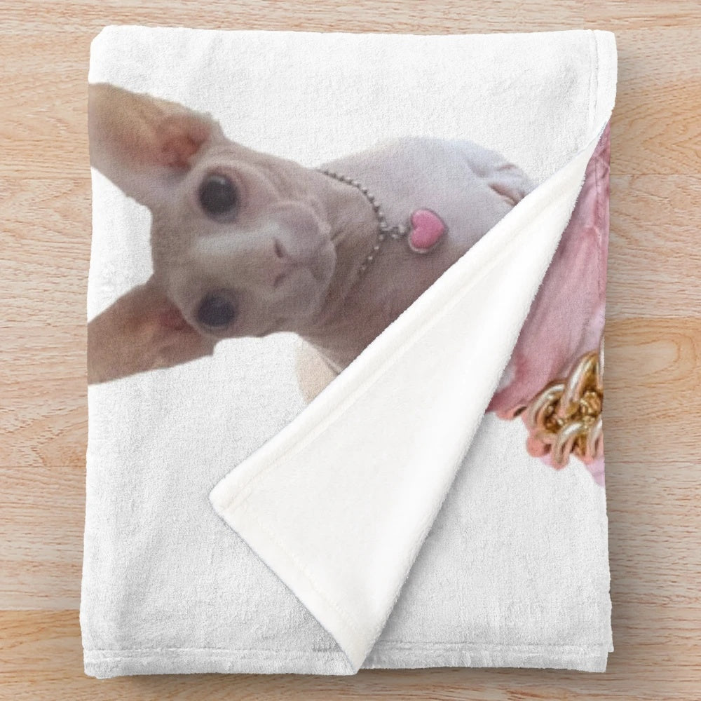 Bingus cat plush blanket with a pack of 6 cat stickers