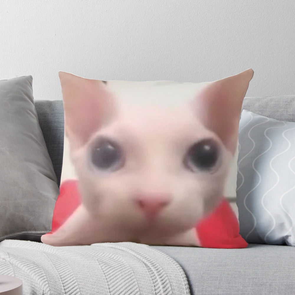 A soft, plush pillow featuring the popular "bingus" and "floppa" meme cats
