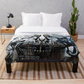Biomechanical plush blanket featuring sci-fi and gothic art inspired by HR Giger