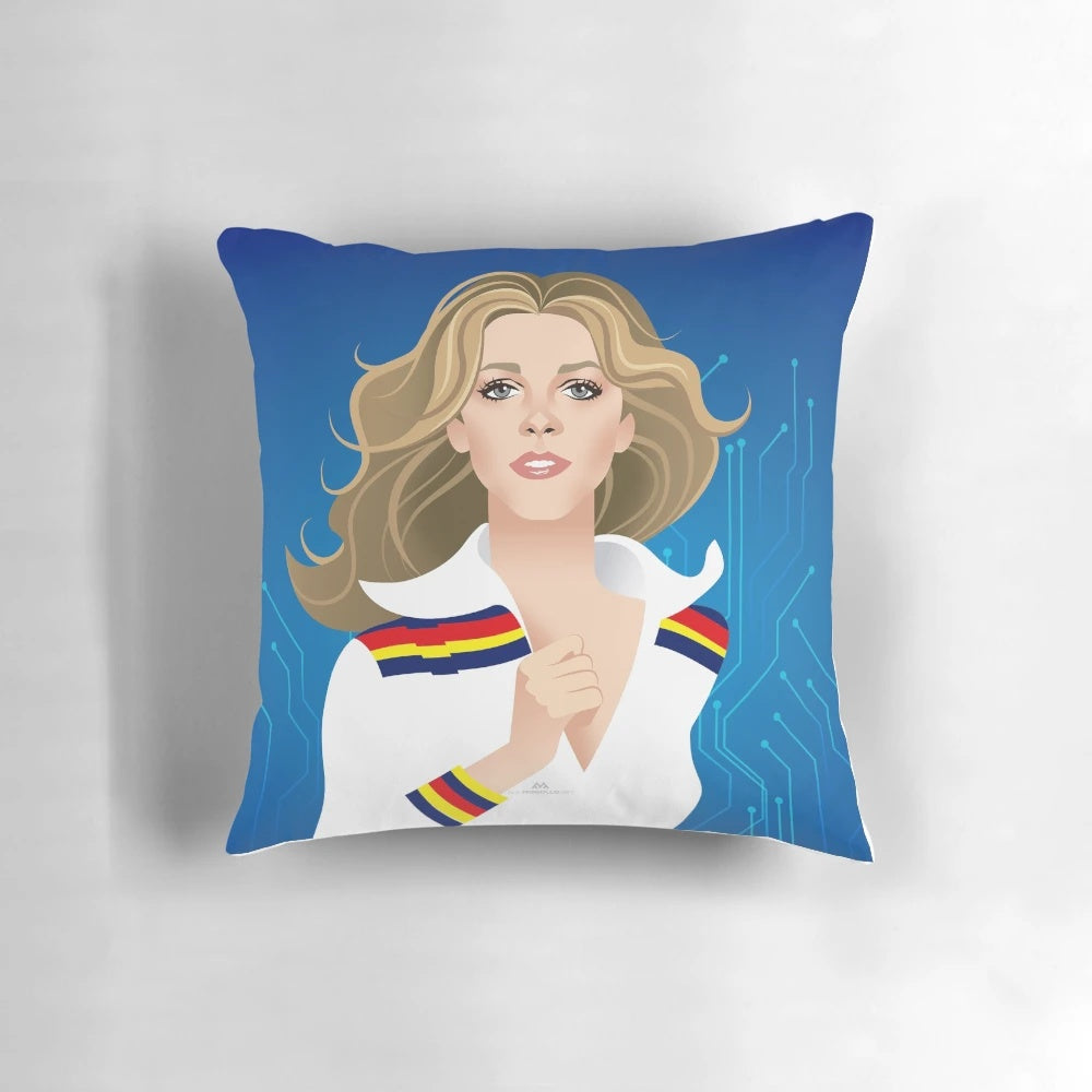Bionic Woman Pillow featuring iconic '70s sci-fi character Jamie Sommers