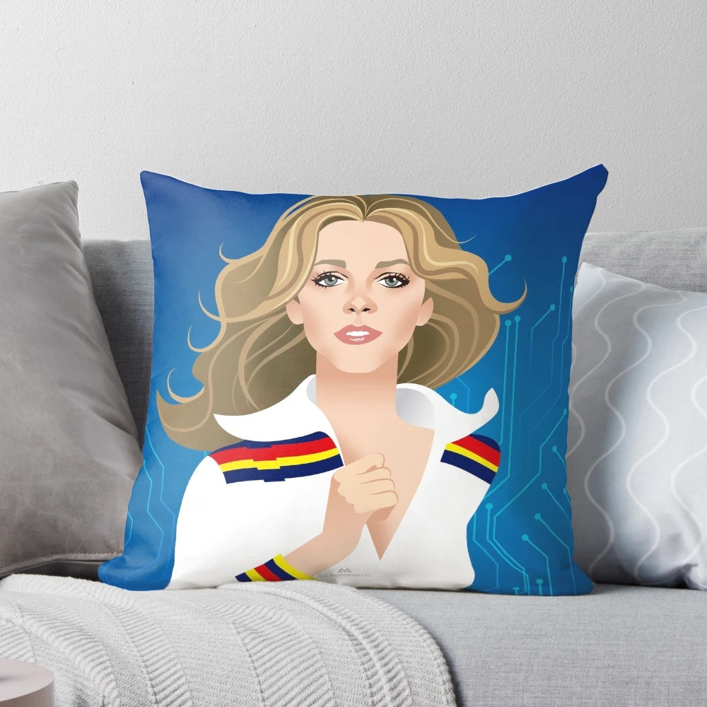 Bionic Woman Pillow featuring iconic '70s sci-fi character Jamie Sommers