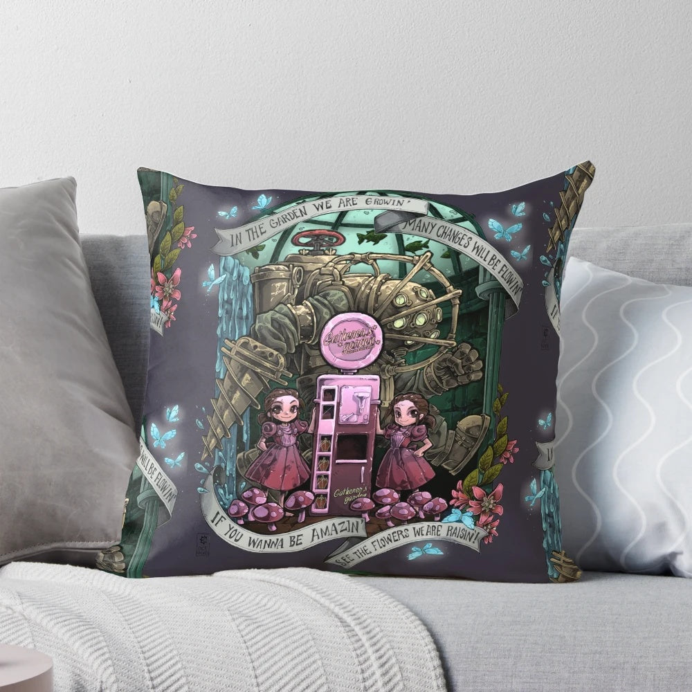 Bioshock-inspired Gatherer's Garden pillow featuring the iconic Big Daddy character