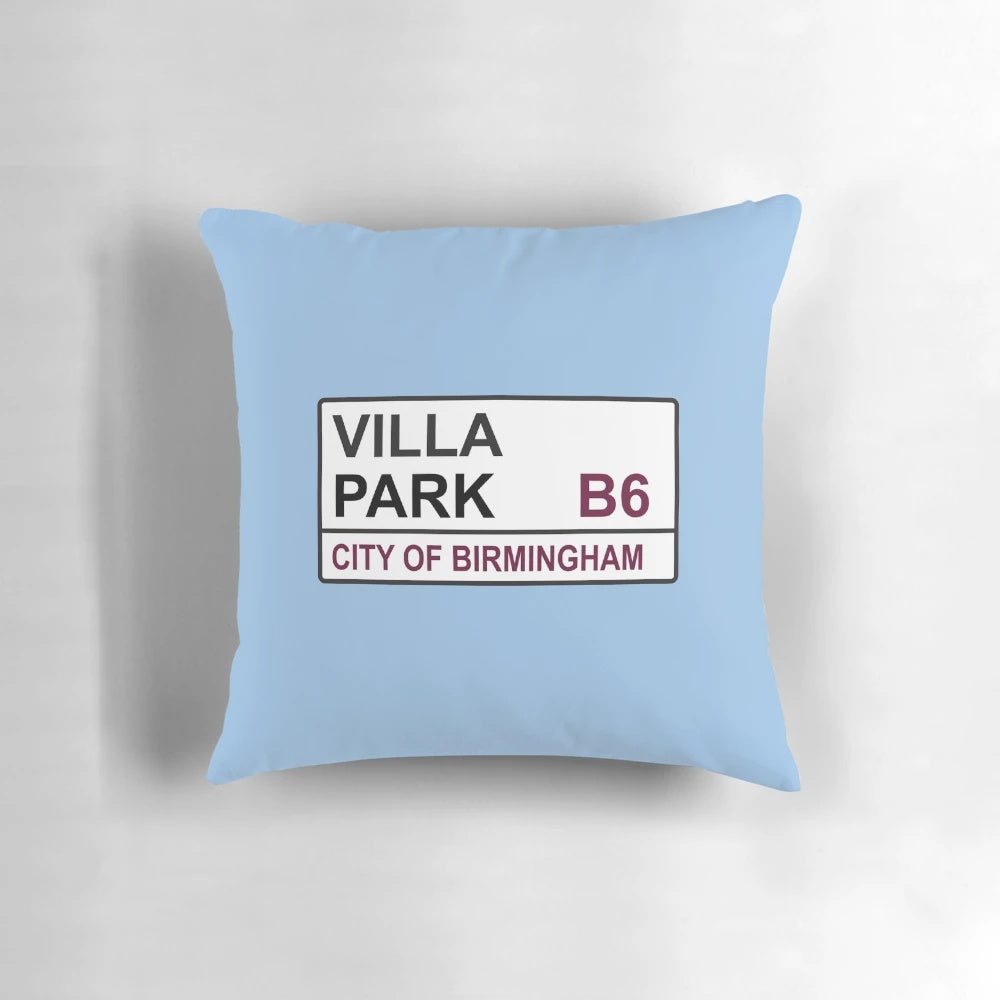 Pillow featuring the Birmingham Aston Villa Football Club Trinity Road street sign