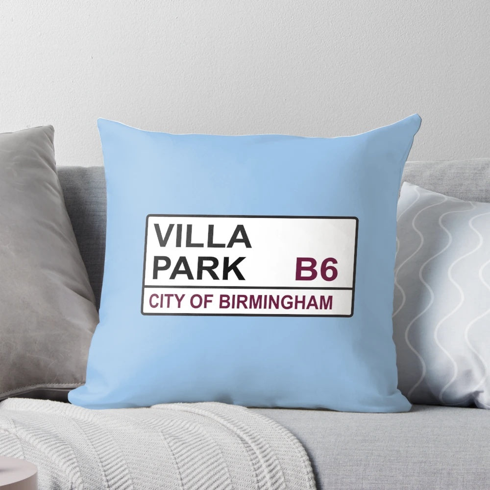 Pillow featuring the Birmingham Aston Villa Football Club Trinity Road street sign