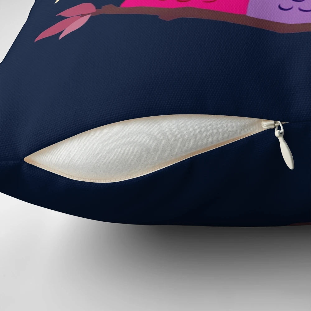 Bisexual pride owls pillow with vibrant bi colors and Pride flag