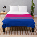 Bisexual pride flag plush blanket with soft, cozy texture