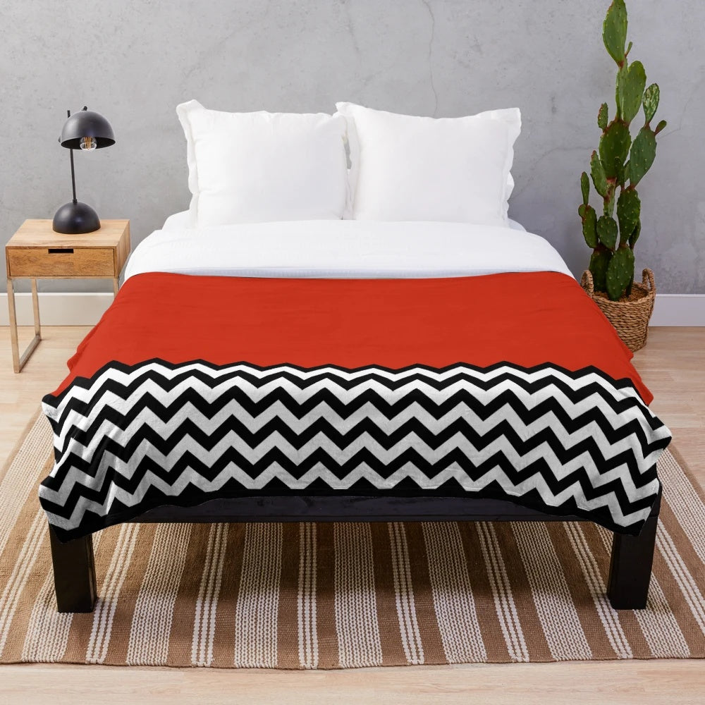 Black Lodge inspired abstract patterned plush blanket