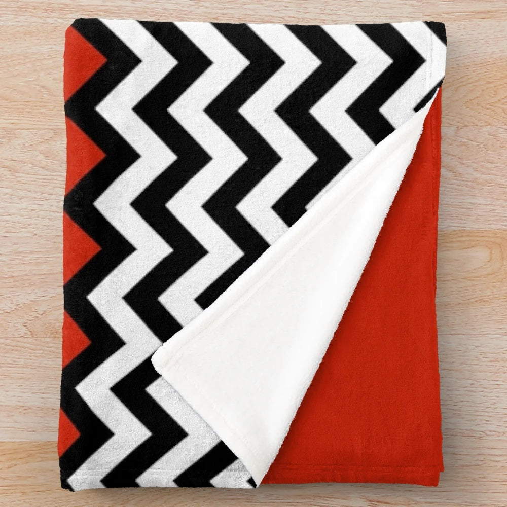 Black Lodge inspired abstract patterned plush blanket