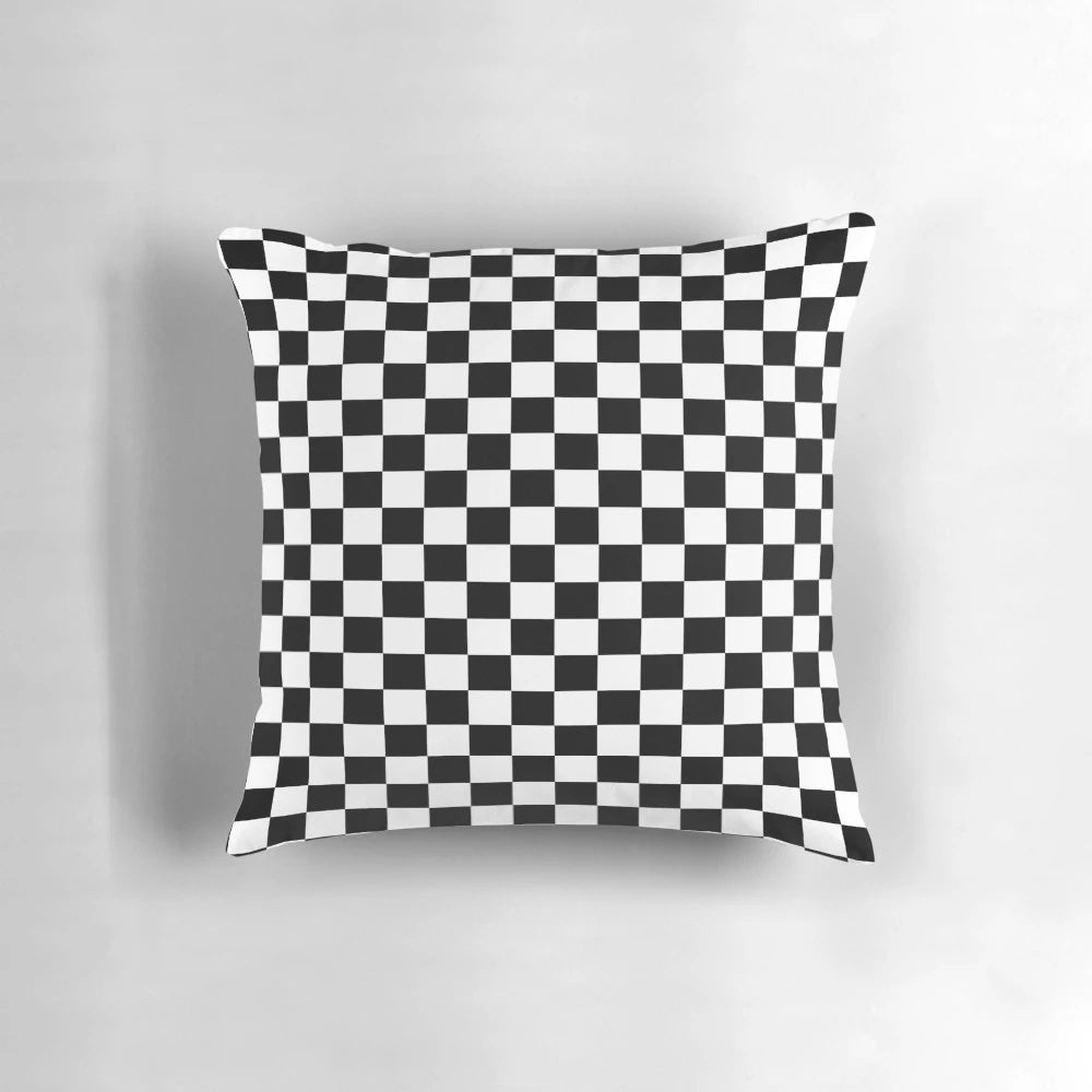 Checkered flag and racing car pattern bedding, pillows, and phone case