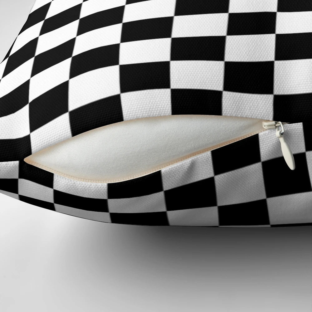 Checkered flag and racing car pattern bedding, pillows, and phone case