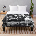 Black and white collage plush blanket with images of actor Matthew Gray Gubler