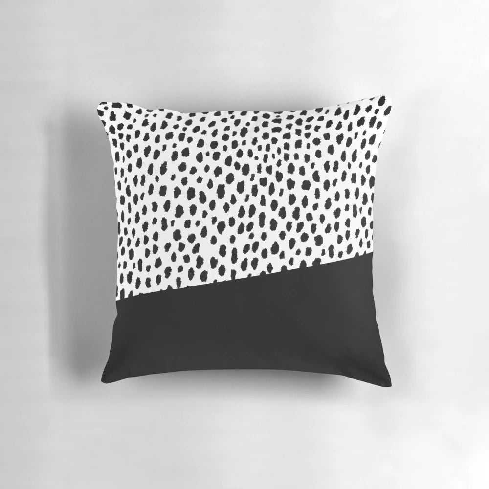 Black and white dalmatian spots pattern decorative throw pillow