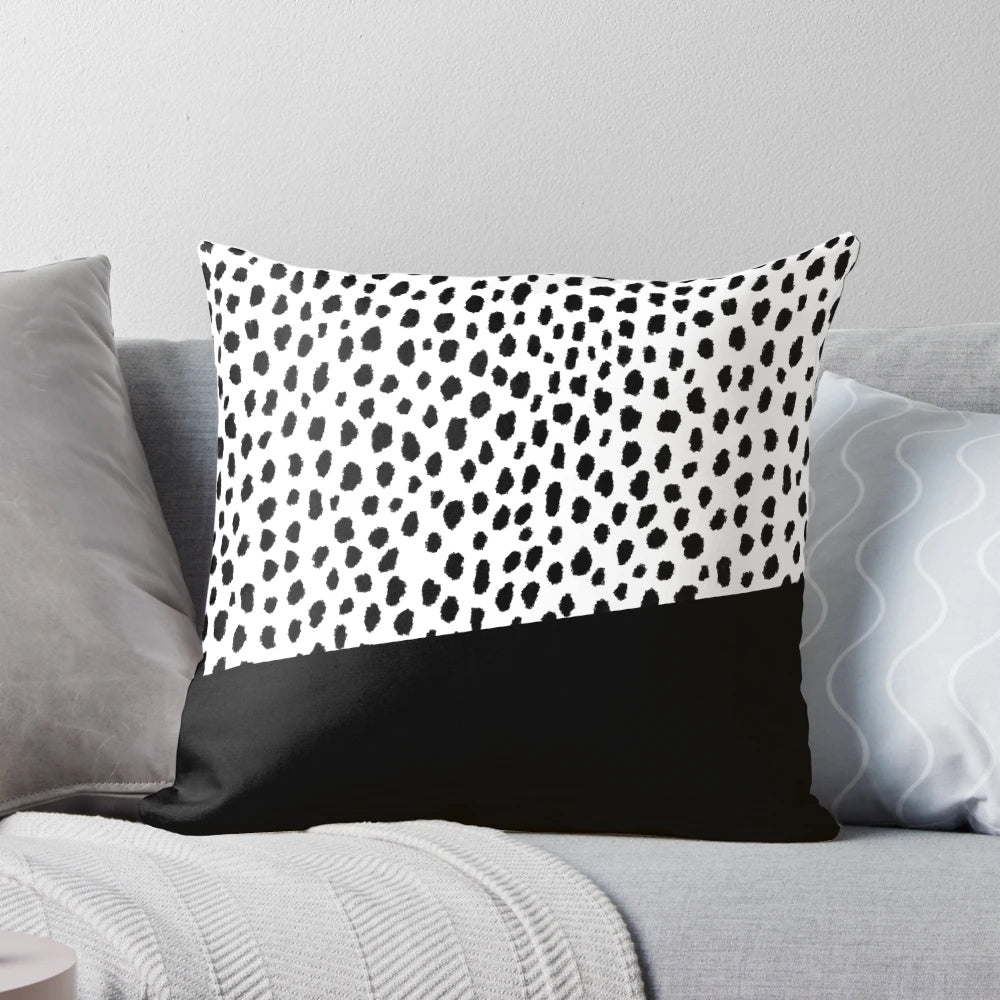 Black and white dalmatian spots pattern decorative throw pillow