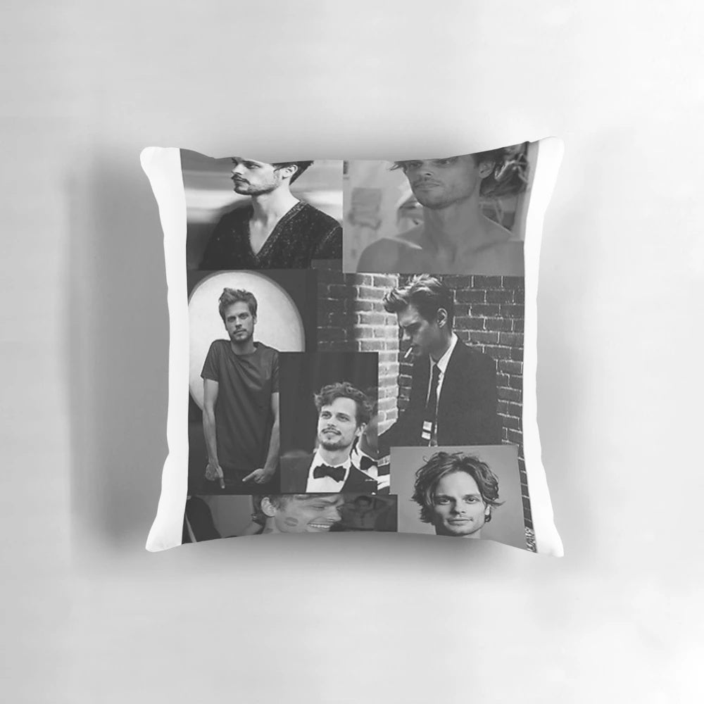 Black and white monotone Criminal Minds Spencer Reid pillow