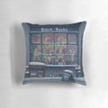Black Books-themed Christmas pillow with humorous design