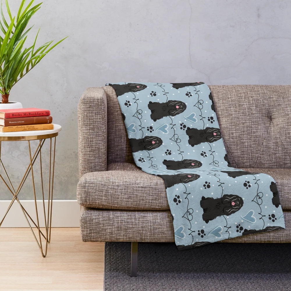 Soft and cozy black cocker spaniel plush blanket