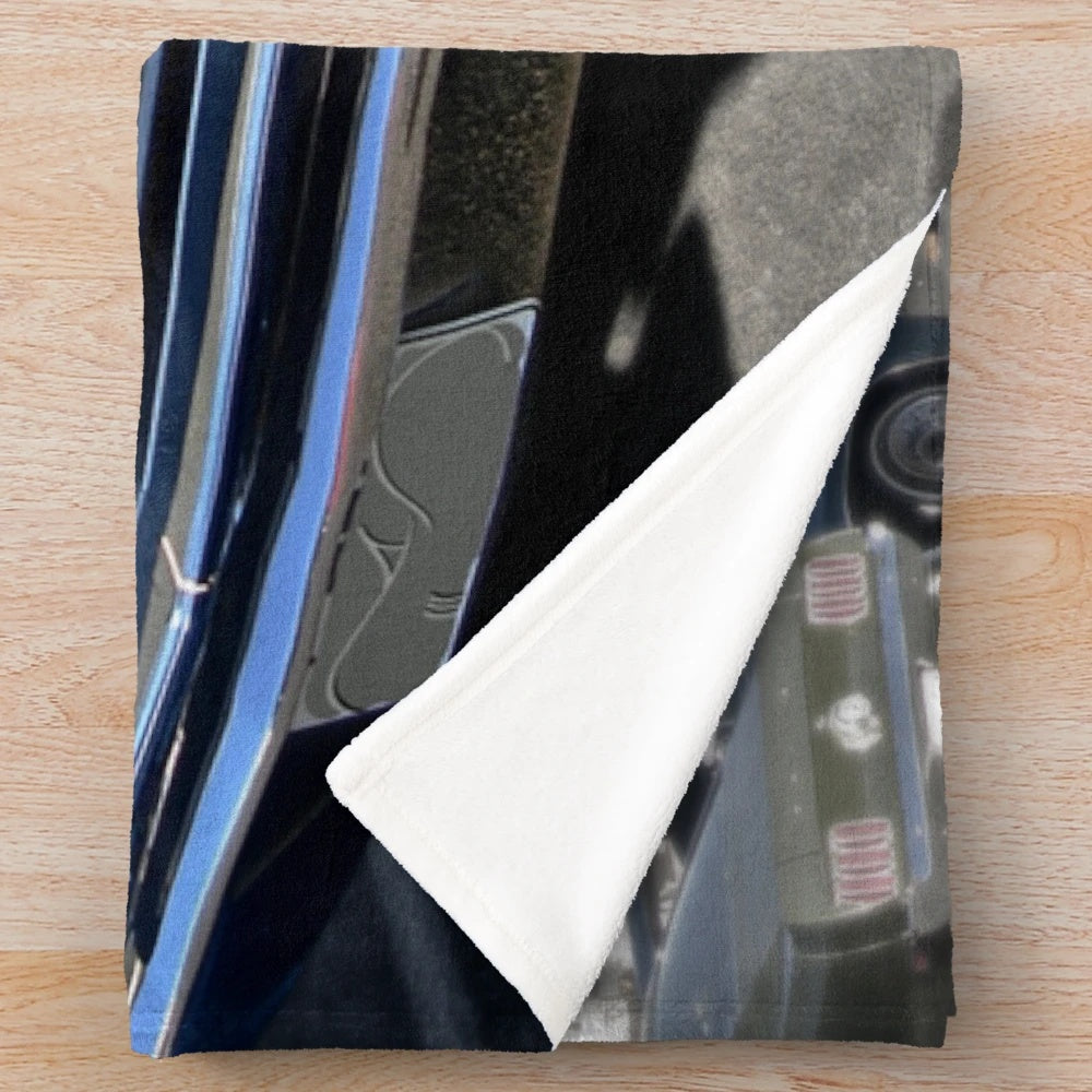 Black Ford Mustang-inspired plush blanket