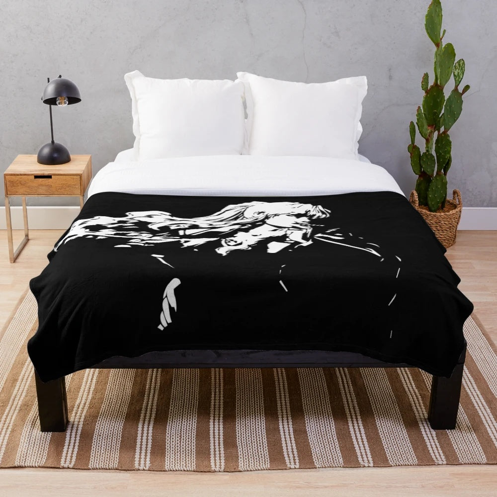 Black Lagoon Balalaika plush blanket with minimalist vector design