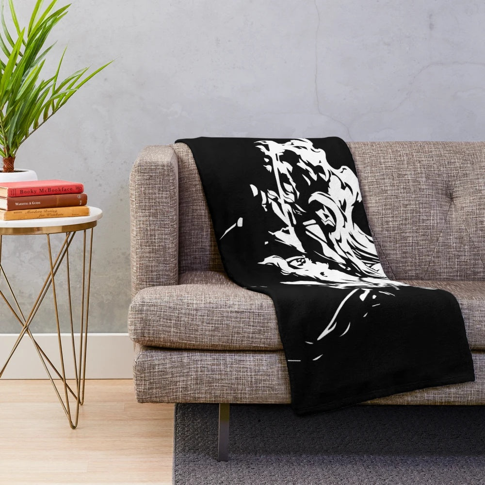 Black Lagoon Balalaika plush blanket with minimalist vector design