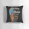 Black melanin queen decorative throw pillow with afrocentric, ethnic design