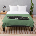 Black plush blanket with classic Simca 1000 car illustration