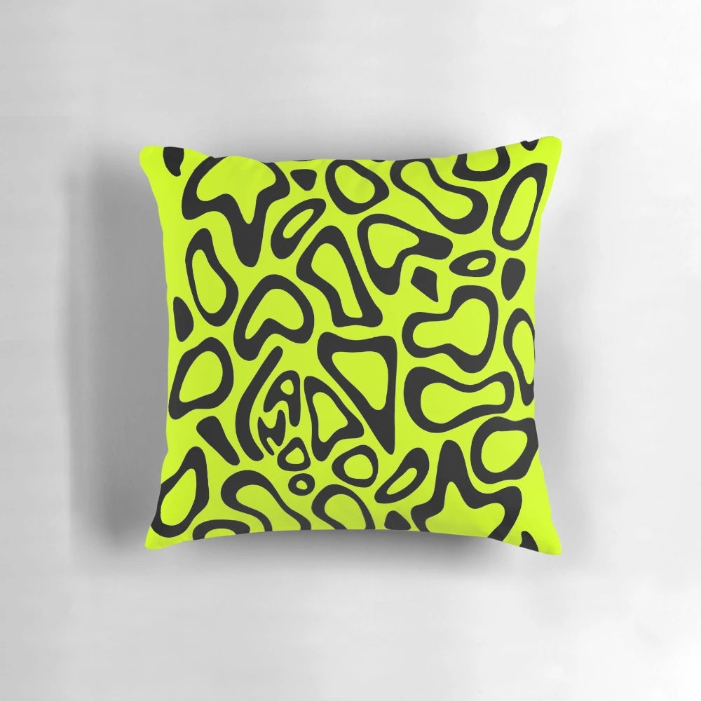 Black decorative pillow featuring a stylized pattern inspired by Lando Norris' Formula 1 helmet