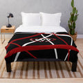Black plush blanket with a van design as a tribute to the late Eddie Halen
