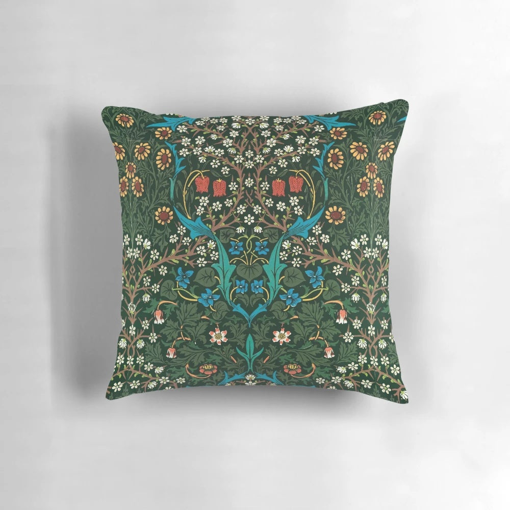 Blackthorn inspired decorative throw pillow featuring a classic William Morris-style art nouveau pattern