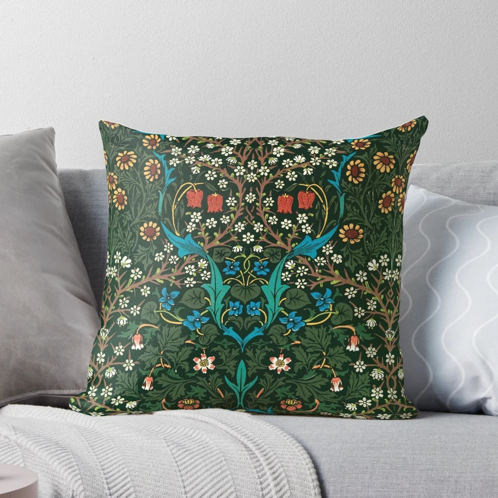 Blackthorn inspired decorative throw pillow featuring a classic William Morris-style art nouveau pattern