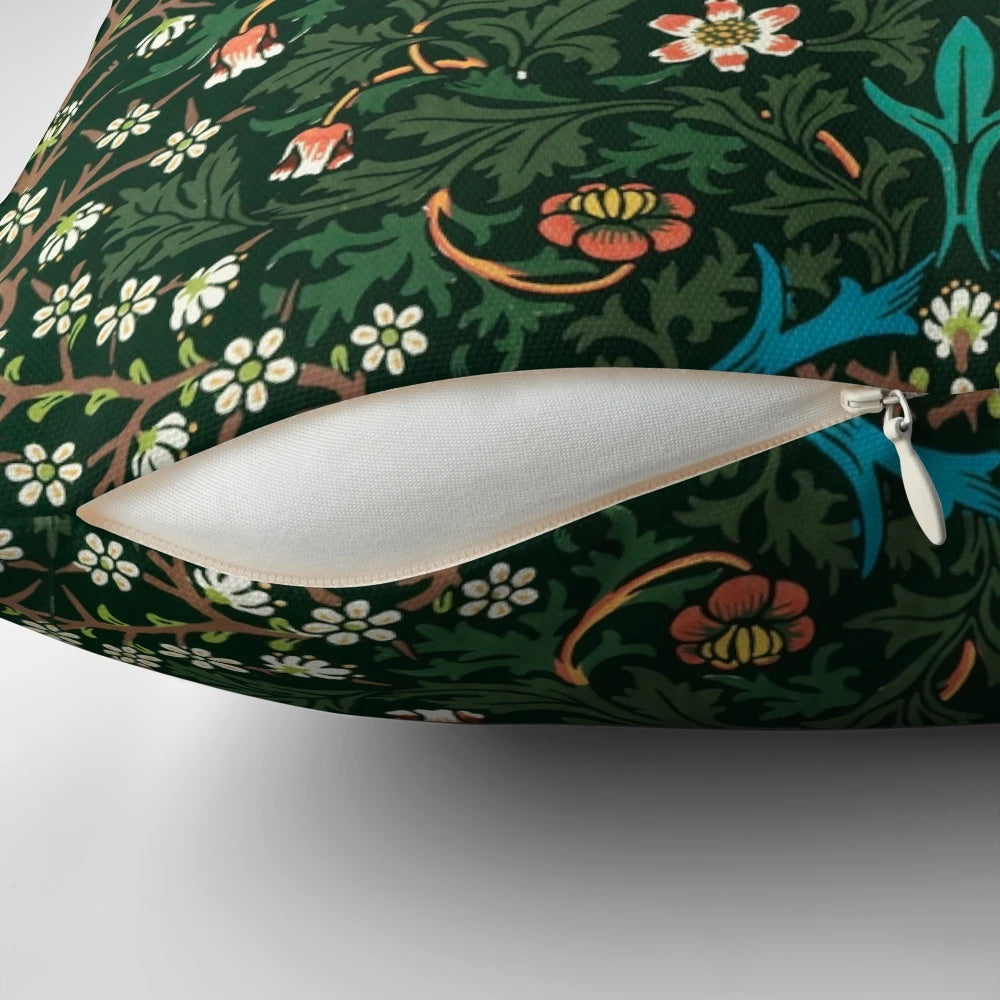 Blackthorn inspired decorative throw pillow featuring a classic William Morris-style art nouveau pattern