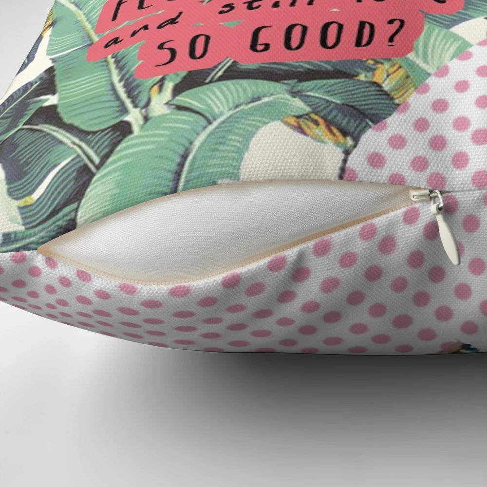 Blanche Devereaux-inspired vintage-style pillow with banana leaves and marble design