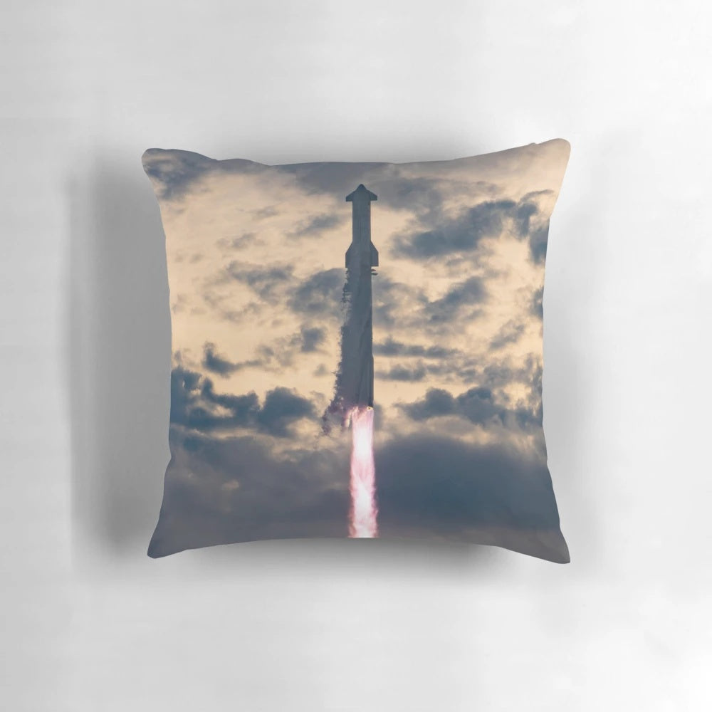 Pillow featuring the launch of the SpaceX Starship IFT3 rocket