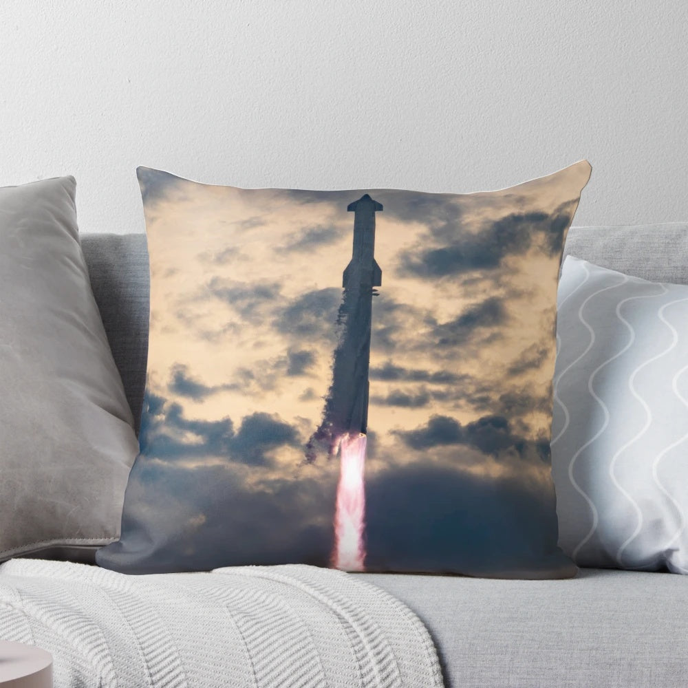 Pillow featuring the launch of the SpaceX Starship IFT3 rocket