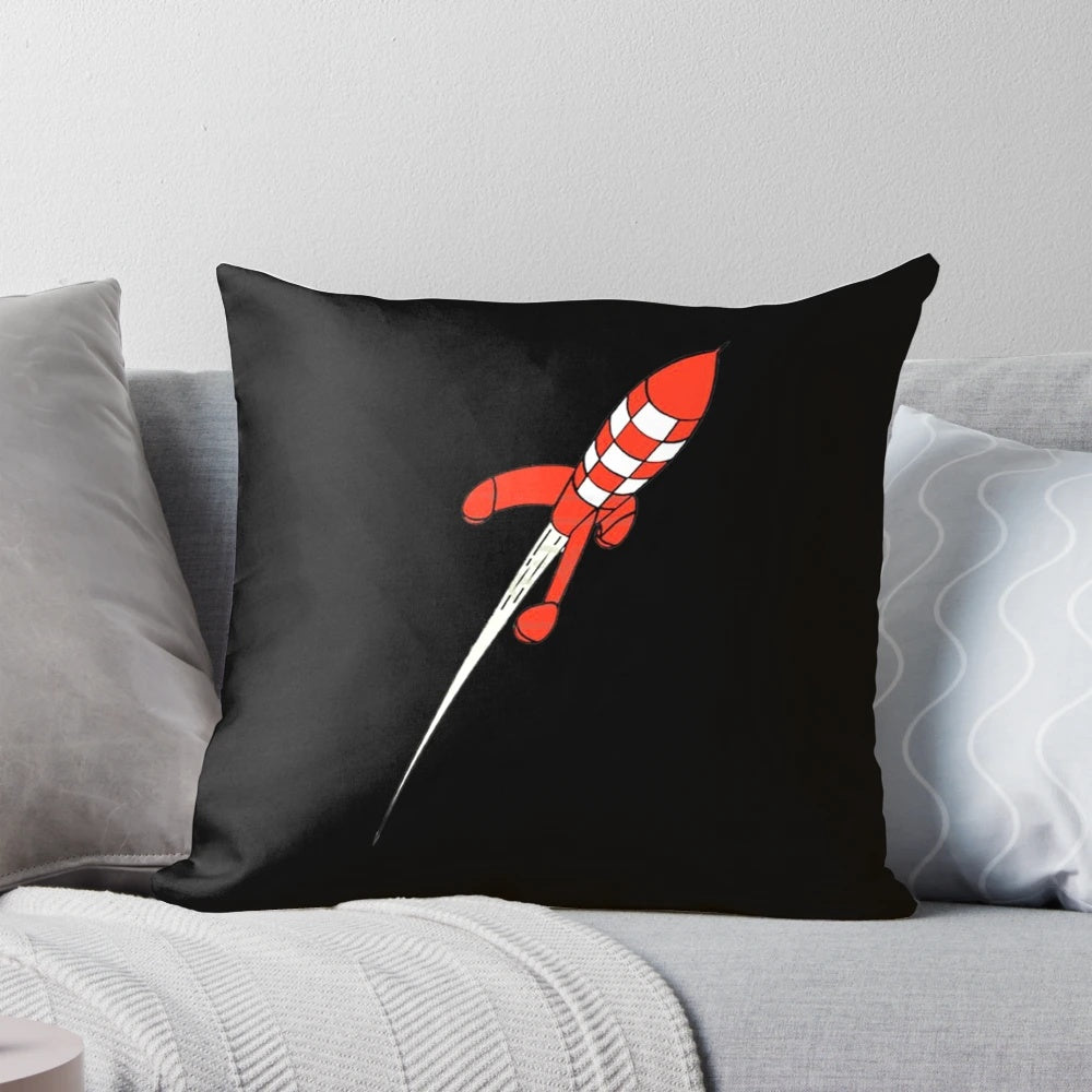 Tintin moon rocket pillow with the famous rocket from The Adventures of Tintin