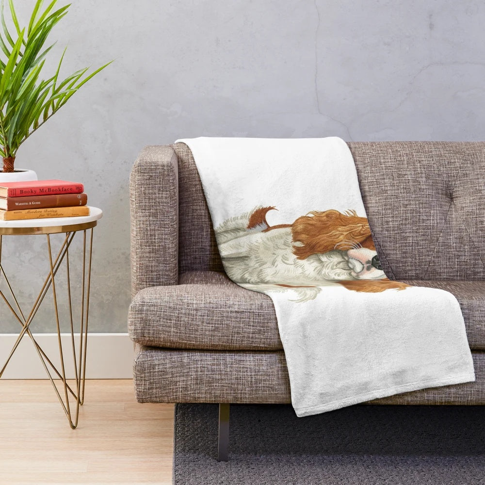 Watercolor Blenheim Cavalier King Charles Spaniel Plush Blanket