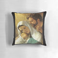 Soft, plush pillow featuring an image of the Holy Family - Baby Jesus, Mother Mary, and Joseph