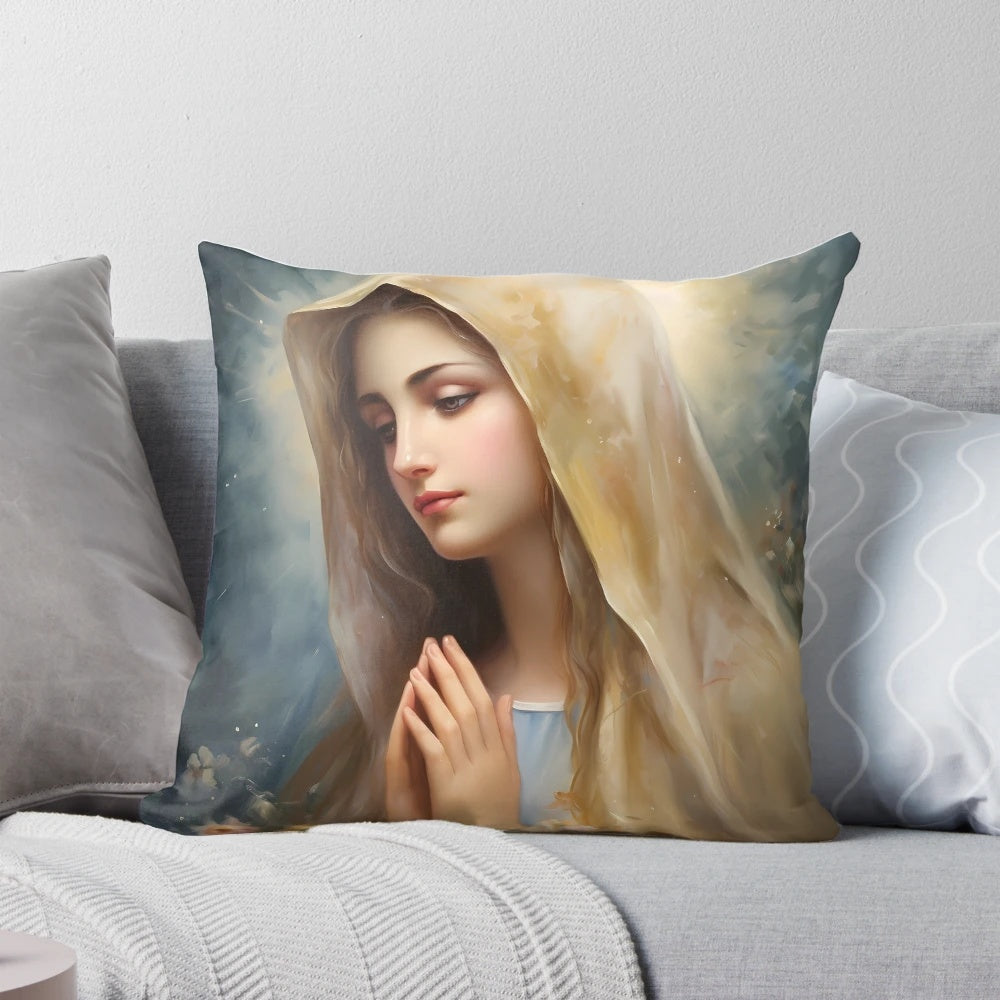 Pillow featuring an image of the Blessed Virgin Mary, the Mother of God