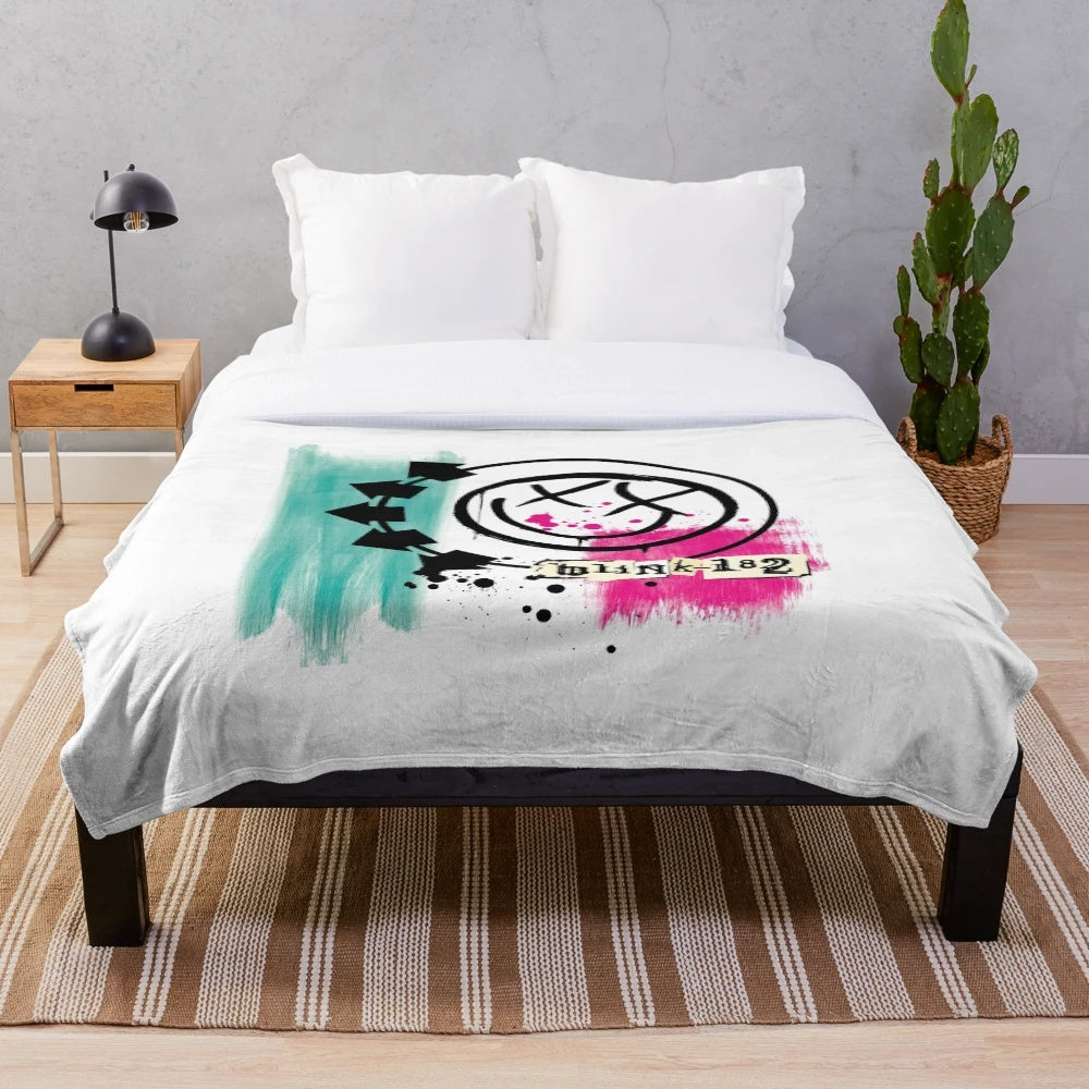 Blink-182 inspired plush blanket featuring the band's iconic California design