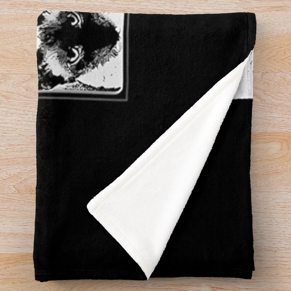 Blink 182 inspired vintage-style plush blanket with band logo and tour dates