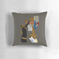 Pillow with an iconic NBA basketball image of LeBron James blocking a shot