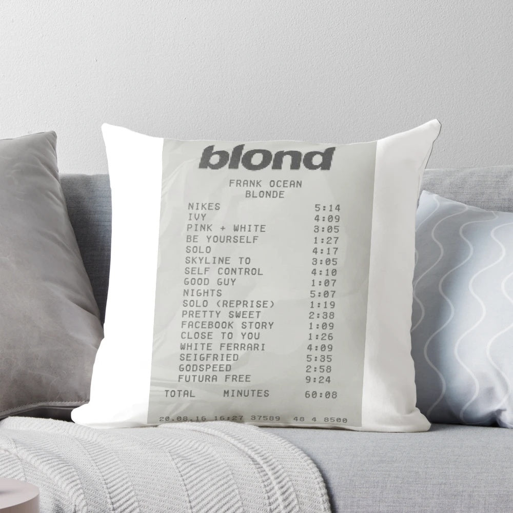 Blond Frank Ocean Receipt Pillow - Comfortable and Stylish Accent for Home or Office