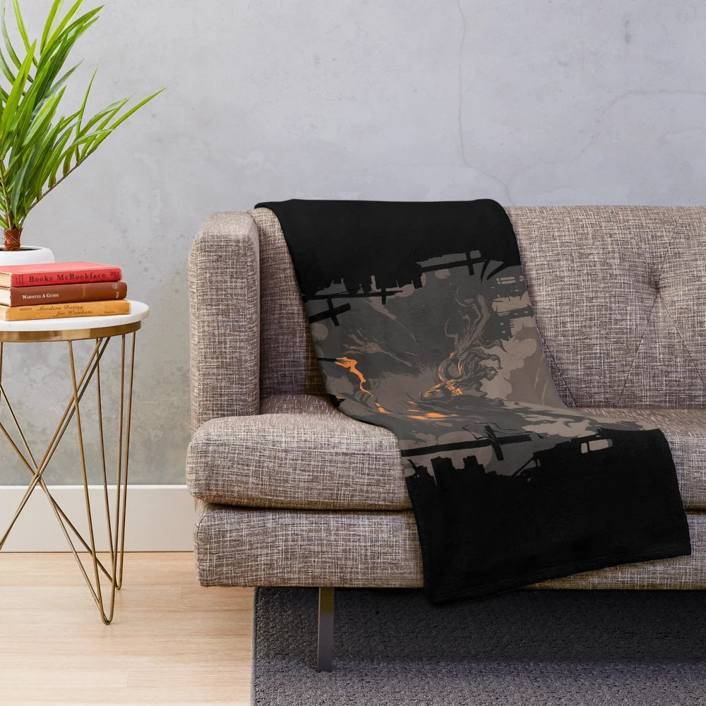 Bloodborne inspired plush blanket featuring gothic horror designs