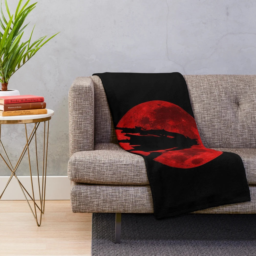Bloodborne themed plush blanket with characters and Gothic design