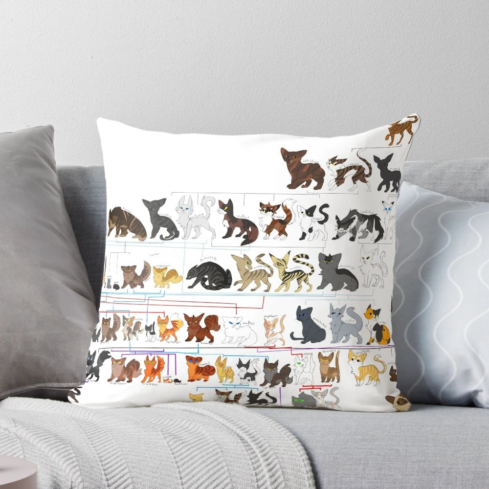 Bloodlines V2 Warrior Cats Pillow featuring fantasy feline characters