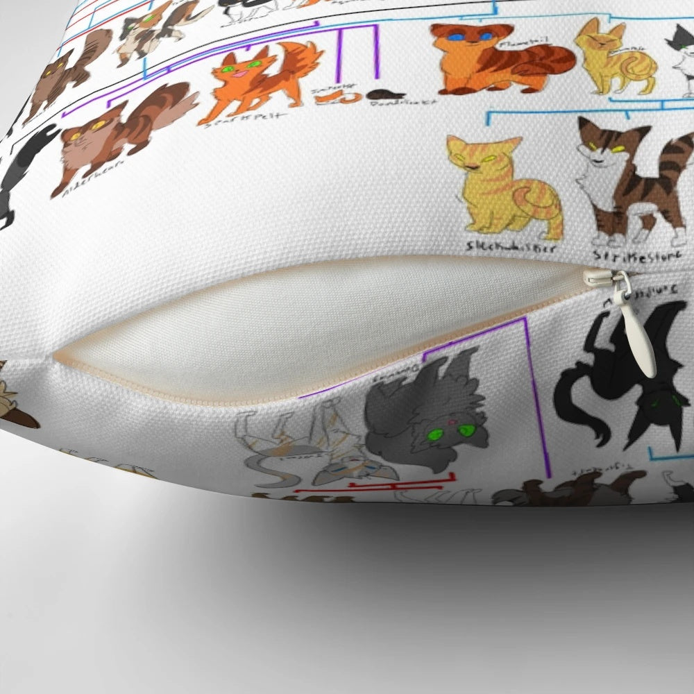 Bloodlines V2 Warrior Cats Pillow featuring fantasy feline characters